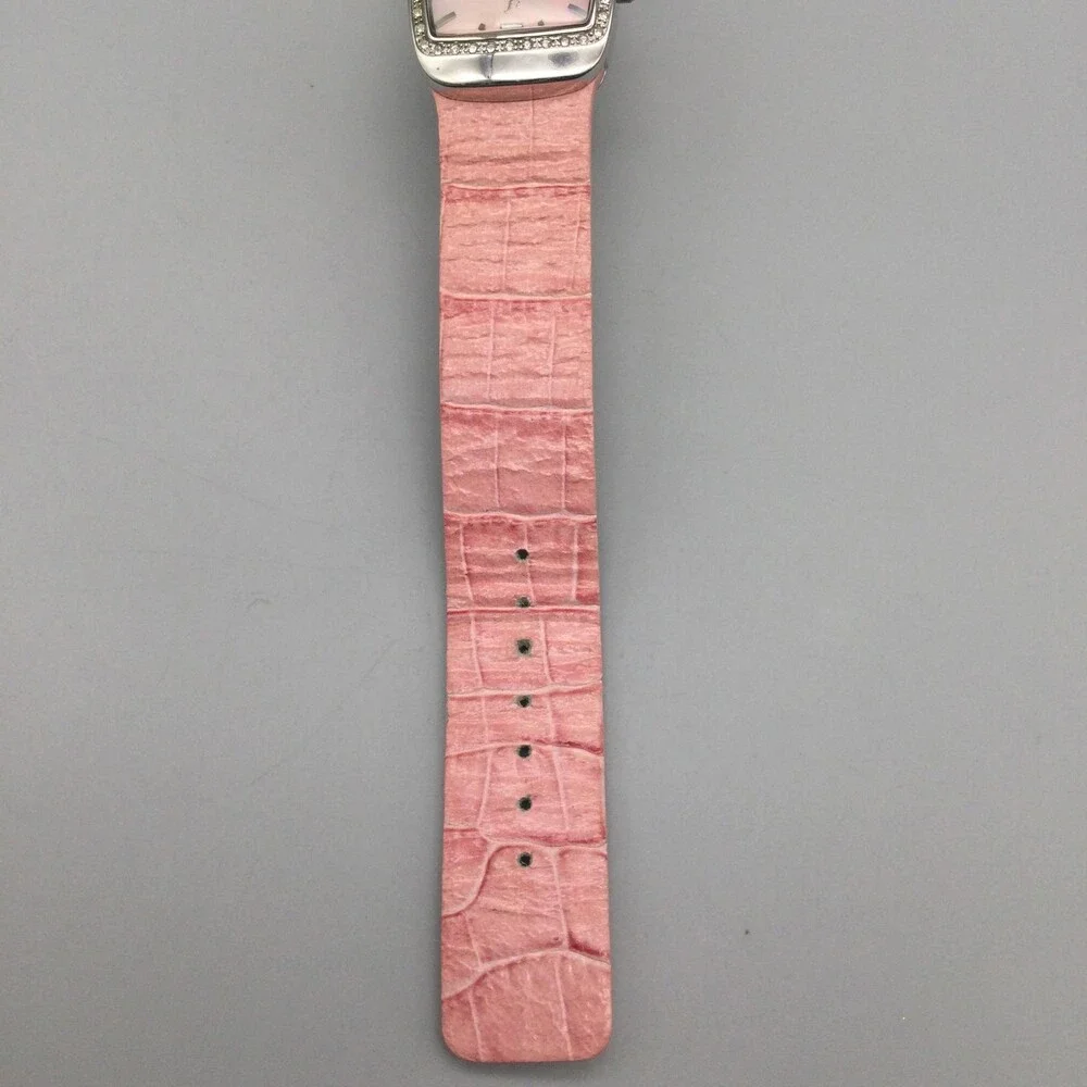 Fossil F2 Womens Watch 25mm Pink MOP Dial Leather Silver Tone Date New Battery